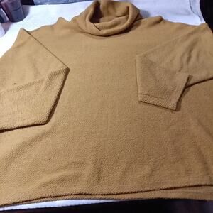 Aerie Gold Cowl Neck Sweatshirt Large Oversized Cotton Blend Comfort Cozy